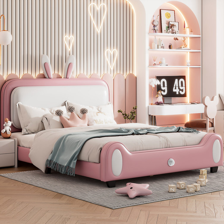 Zoomie Kids Akem Upholstered Platform Bed Rabbit Shape Princess